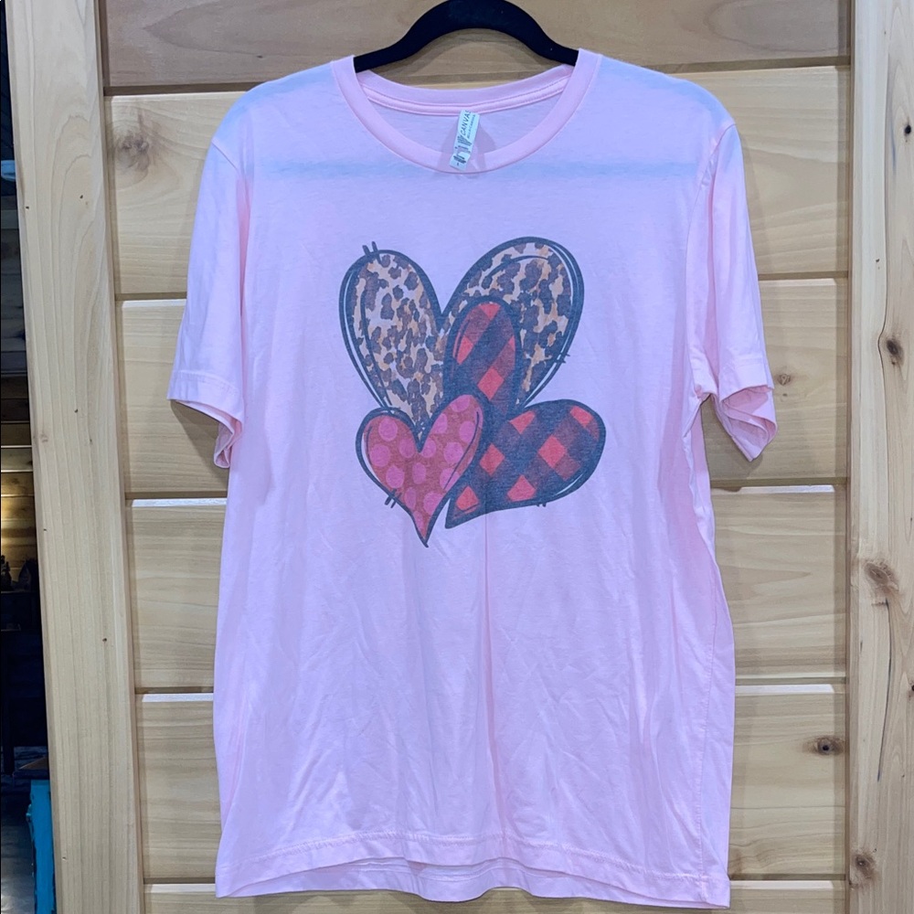 Bella Canvas Pink Kids T-Shirt with Heart Design